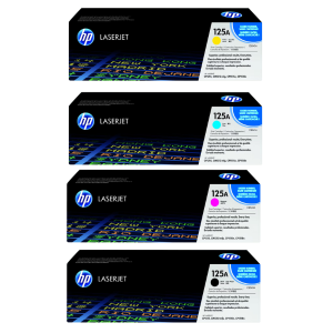 HP 125A Original LaserJet Toner Cartridges - Black/Cyan/Magenta/Yellow - for HP Color LaserJet CP1215/CP1515n/CM1312nfi Series Printers