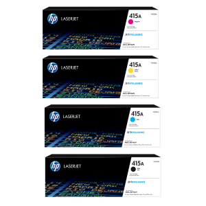 HP 415A Original LaserJet Toner Cartridges - Black/Cyan/Magenta/Yellow - for HP Color LaserJet Pro M454/MFP M479 Series Printers